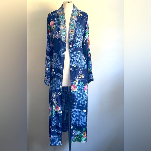 Johnny Was FANNY TOVE Embroidered REVERSIBLE Belted SILK KIMONO Robe sz MED NWT - Picture 13 of 14